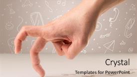  Presentation with fingers - Theme having white surface with bare footsteps background and a lemonade colored foreground