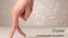  Presentation with fingers - PPT theme having white surface with bare footsteps background and a soft green colored foreground