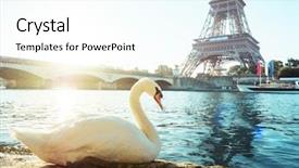 Presentation with eiffel tower paris france - Theme having white swan and eiffel tower background and a cool aqua colored foreground