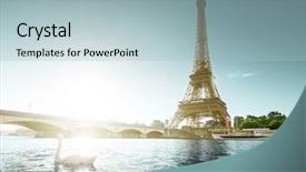  Presentation with paris - Colorful presentation theme enhanced with white swan paris france backdrop and a light blue colored foreground