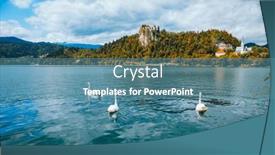  Presentation with cliff - Presentation featuring white-swans-floating background and a teal colored foreground