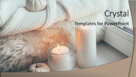 Presentation with white candles - Audience pleasing theme consisting of nordic lights - warm and cosy hygge concept backdrop and a light gray colored foreground