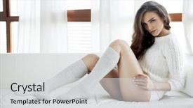  Presentation with sexy - Presentation theme featuring white sweater and grey socks background and a light gray colored foreground