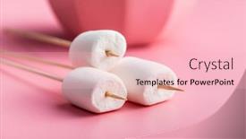  Presentation with sweet candy - Cool new PPT theme with white-sweet-marshmallows-candy backdrop and a lemonade colored foreground