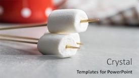  Presentation with sweet candy - Audience pleasing PPT theme consisting of white-sweet-marshmallows-candy backdrop and a light gray colored foreground