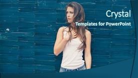  Presentation with lean - PPT theme consisting of white t-shirt and blue background and a ocean colored foreground