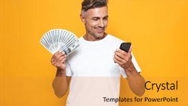  Presentation with cell - Colorful slide set enhanced with white t-shirt holding cell backdrop and a gold colored foreground