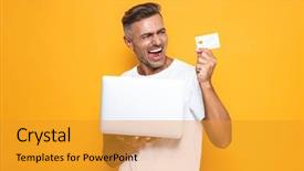  Presentation with credit card - Amazing presentation design having white t-shirt holding silver backdrop and a  colored foreground