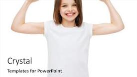  Presentation with teenage girl - Beautiful slide deck featuring white t-shirt showing muscle backdrop and a white colored foreground
