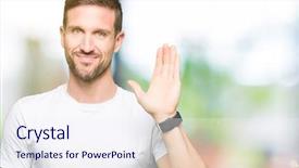  Presentation with welcome back friend - Audience pleasing presentation design consisting of white t-shirt waiving saying backdrop and a  colored foreground