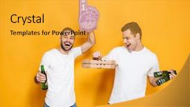  Presentation with beer - Slide deck having white t-shirts holding number background and a yellow colored foreground