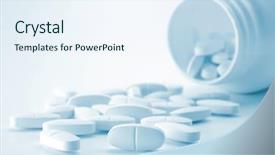  Presentation with bottle - Slide set with white tablets with bottle background and a sky blue colored foreground