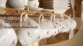  Presentation with tea - Slides featuring white tea cups shabby chic background and a coral colored foreground