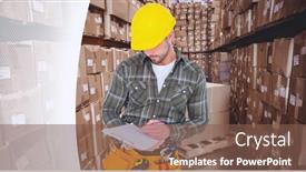  Presentation with global logistics - Cool new PPT theme with white-technology-background-over-male backdrop and a  colored foreground