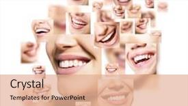  Presentation with teeth whitening - Slide set with white teeth over white dental background and a coral colored foreground