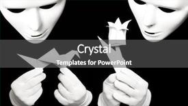  Presentation with black paper - Amazing PPT layouts having white theatrical mask and paper backdrop and a dark gray colored foreground