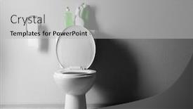  Presentation with toilet - Colorful PPT layouts enhanced with white toilet bowl and cleaning supplies in a bathroom backdrop and a light gray colored foreground