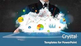  Presentation with cloud technology - Cool new theme with white touchpad with cloud technology backdrop and a teal colored foreground