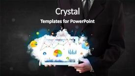  Presentation with mobile cloud computing - Beautiful slides featuring white touchpad with cloud backdrop and a  colored foreground