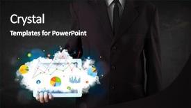  Presentation with cloud technology - Colorful presentation enhanced with white touchpad with cloud backdrop and a  colored foreground