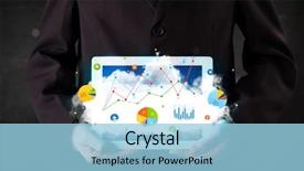  Presentation with mobile cloud computing - Colorful PPT theme enhanced with white touchpad with cloud backdrop and a light blue colored foreground