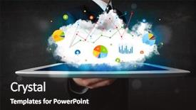  Presentation with cloud technology - Audience pleasing PPT layouts consisting of white touchpad with cloud backdrop and a  colored foreground