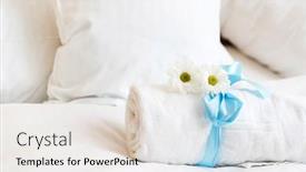  Presentation with boutique hotel - Beautiful PPT theme featuring white-towel-in-luxury-boutique backdrop and a sky blue colored foreground