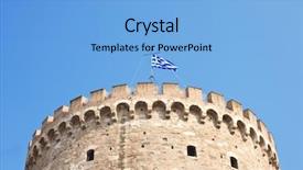  Presentation with tower - Beautiful presentation featuring white tower with greece flag backdrop and a  colored foreground