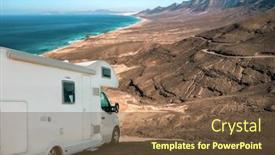  Presentation with caravan - PPT layouts featuring white-travel-caravan-car-stay background and a tawny brown colored foreground