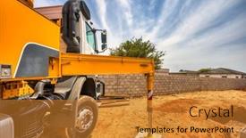  Presentation with concrete construction - Presentation featuring white-truck-carry-concrete background and a gold colored foreground