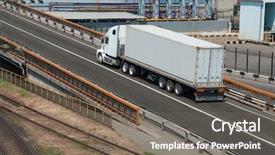  Presentation with truck - Cool new PPT layouts with ship piping - white truck drives near backdrop and a violet colored foreground