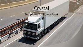  Presentation with cargo transportation - Theme with truck on road cargo transportation background and a light blue colored foreground