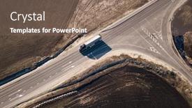  Presentation with semi trailer - Colorful PPT theme enhanced with white-truck-with-cargo-semi backdrop and a violet colored foreground