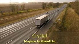  Presentation with semi trailer - Amazing PPT theme having white-truck-with-cargo-semi backdrop and a tawny brown colored foreground