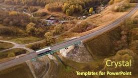  Presentation with semi trailer - PPT theme consisting of white-truck-with-cargo-semi background and a tawny brown colored foreground