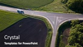  Presentation with road intersection - PPT layouts having white-truck-with-cargo-semi background and a dark gray colored foreground