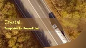  Presentation with semi trailer - PPT theme consisting of white-truck-with-cargo-semi background and a tawny brown colored foreground