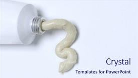  Presentation with ointment cream tube - Audience pleasing PPT theme consisting of white tube with ointment backdrop and a sky blue colored foreground