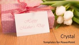  Presentation with mothers day - Slide set featuring tulips and mothers day card background and a coral colored foreground