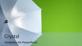  Presentation with umbrella - PPT theme enhanced with white umbrella on a green background and a light blue colored foreground