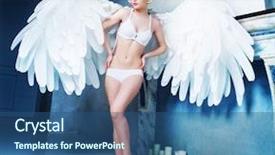  Presentation with angel wings - Beautiful PPT layouts featuring white underwear with angel wings backdrop and a ocean colored foreground