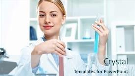  Presentation with maufacture of security uniform - Presentation with white uniform working in laboratory background and a  colored foreground