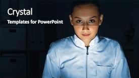  Presentation with chemist - Presentation with white uniform working in laboratory background and a black colored foreground