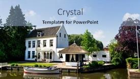  Presentation with villa - Amazing slides having white-villa-in-holland backdrop and a light blue colored foreground