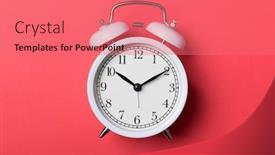  Presentation with vintage clock - Audience pleasing PPT theme consisting of white-vintage-alarm-clock backdrop and a coral colored foreground