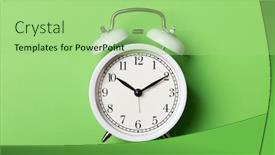 Presentation with vintage clock - Cool new slide deck with white-vintage-alarm-clock backdrop and a mint green colored foreground