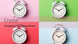  Presentation with vintage clock - Cool new slide set with white-vintage-alarm-clock backdrop and a coral colored foreground