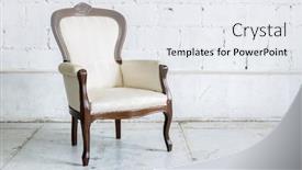  Presentation with classical - Slide set having white vintage classical farbirc style chair background and a sky blue colored foreground