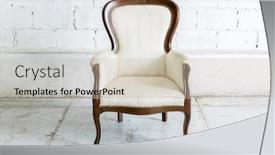  Presentation with classical - Presentation theme featuring white vintage classical farbirc style chair background and a soft green colored foreground