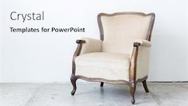  Presentation with classical - Slide deck with white vintage classical farbirc style chair background and a sky blue colored foreground